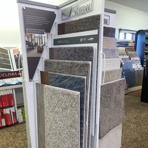 Carpet samples at Carpet Barn LLC's showroom in Demotte, IN